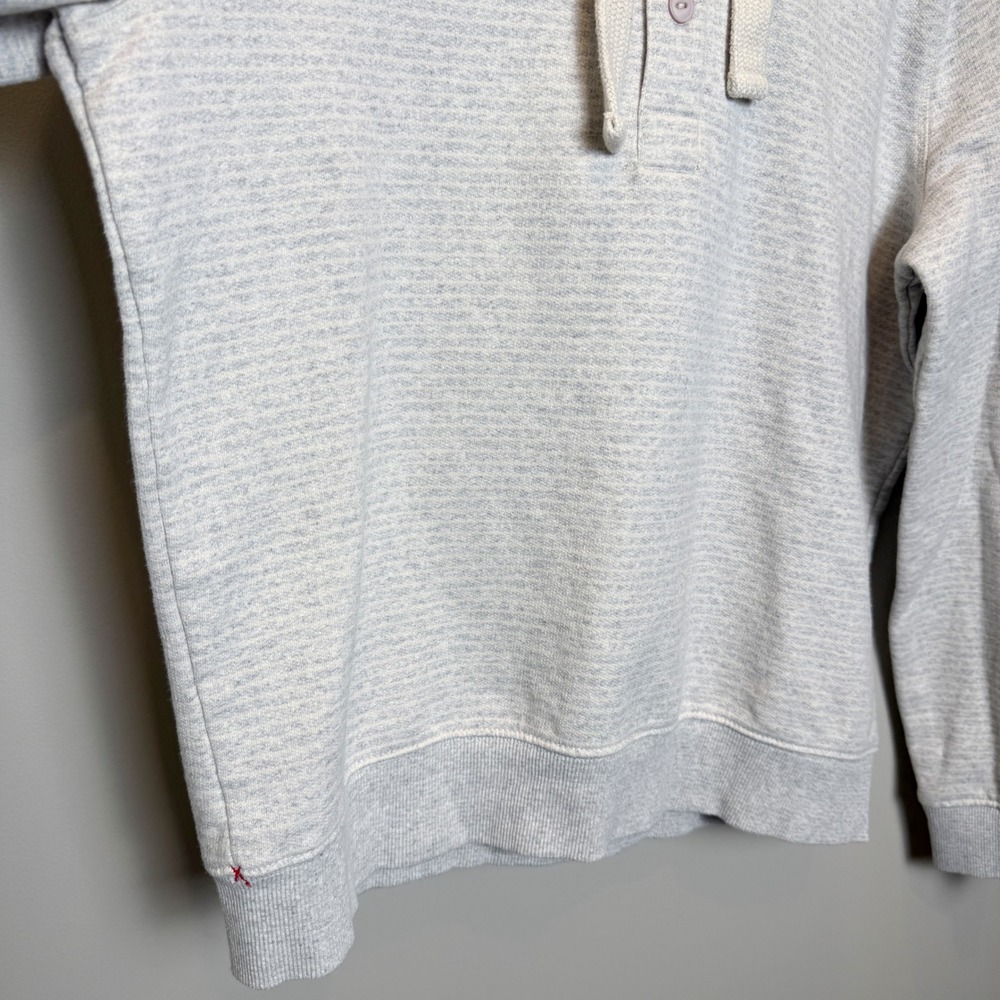 Jachs New York Mens S Recycled Fleece Henley Hoodie Gray Striped Drawstring Eco - Picture 8 of 13
